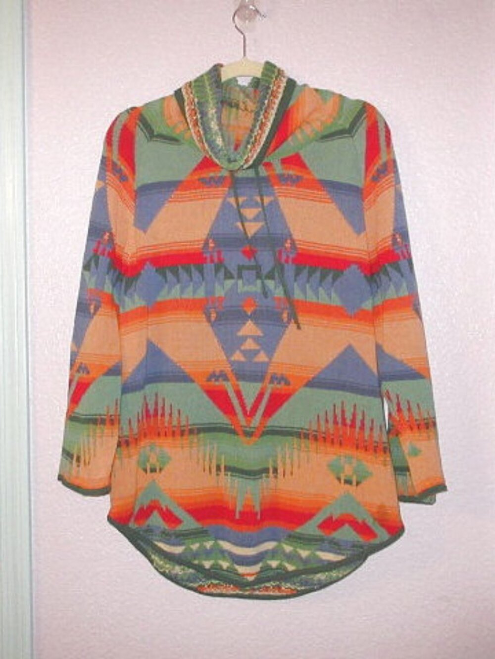 Vtg Ralph Lauren Chaps Sweater L Santa Fe Cotton Navajo Southwest Aztec Tribal